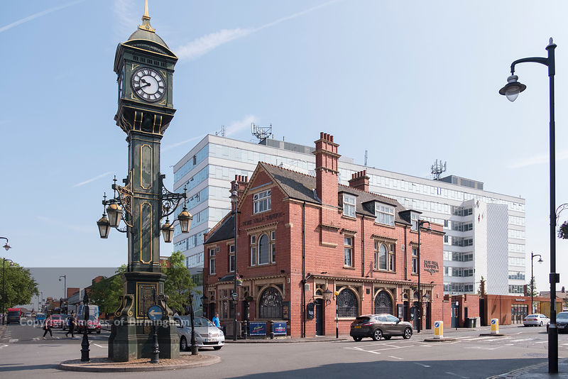 The Jewellery Quarter Clock and Rose Villa Tavern, The Jewellery Quarter of Birmingham, England The Jewellery Quarter Clock and Rose Villa Tavern, The Jewellery Quarter of Birmingham, England